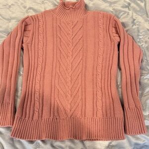J. Crew Dusty Rose Cable Knit roll neck Sweater
